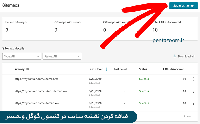 اضافه کردن نقشه سایت به گوگل وبمستر